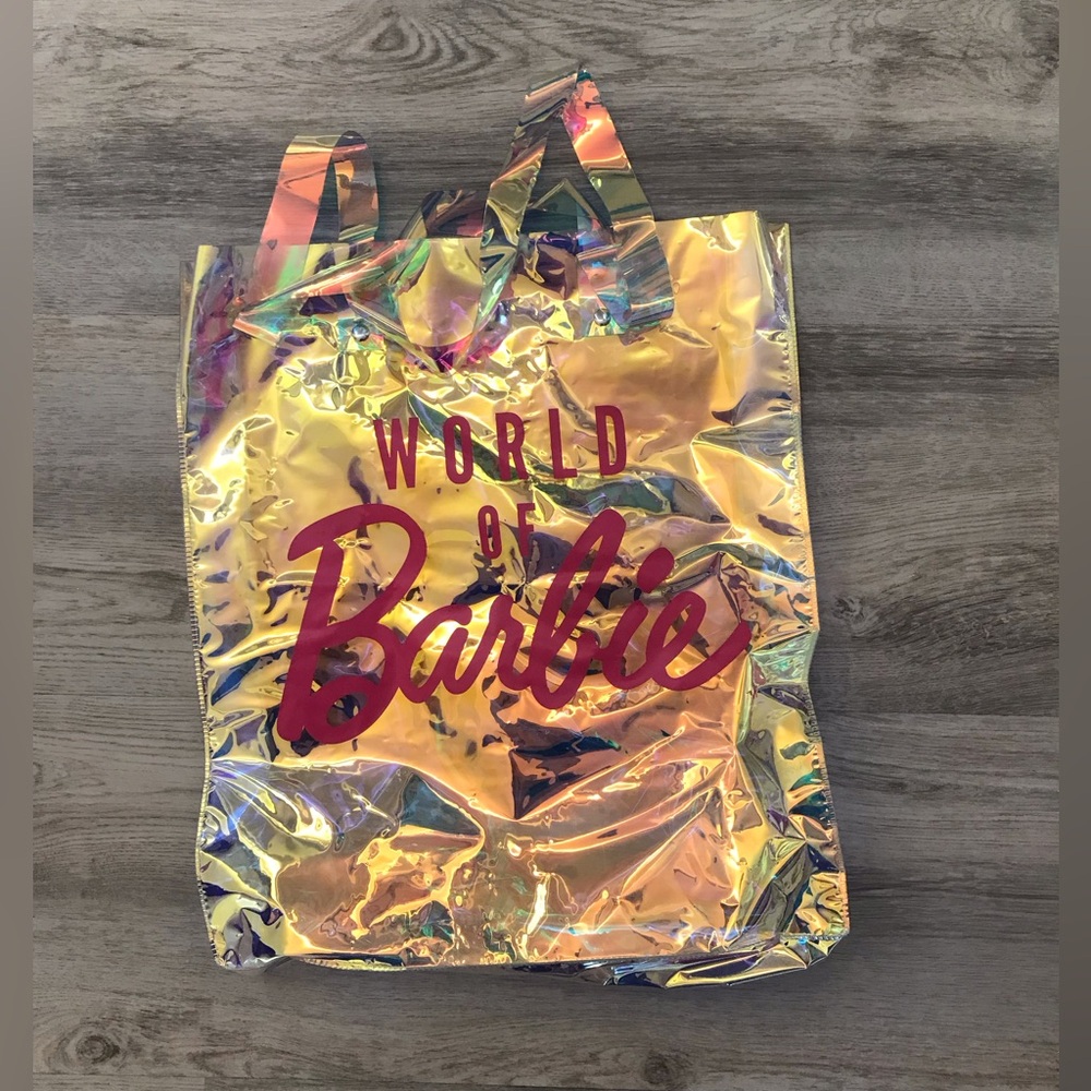 World of Barbie Plastic Tote​ 2022 (Mattel) Iridescent and Hot Pink NWOT